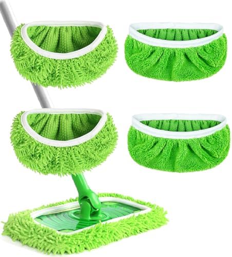 Febsow Reusable Microfiber Mop Pads 4PCS Replacement for Swiffer Sweeper
