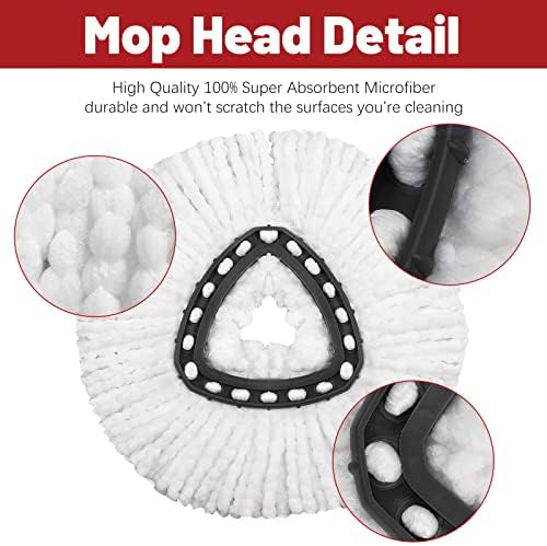 GRAREND 4 Pack Mop Replacement Heads for Ocedar Spin Mop