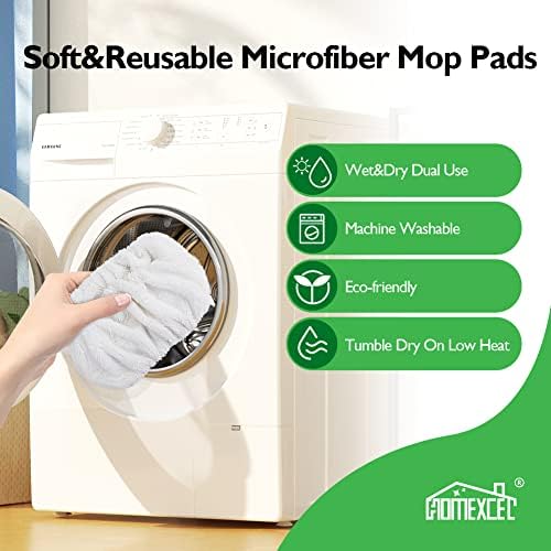HOMEXCEL Reusable Microfiber Mop Pads Pack of 4