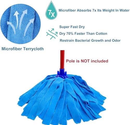 6PCS Blue Microfiber Mop Head Replacement
