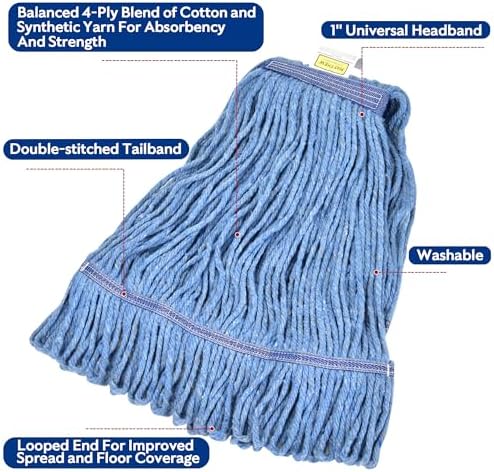 L Luke Supply Heavy Duty Mop Head Replacement Pack of 6