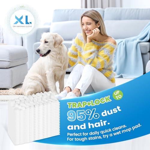 Bisenkud Extra Wide XL Dry Sweeping Cloths 50 Count Pet Heavy Duty Refills