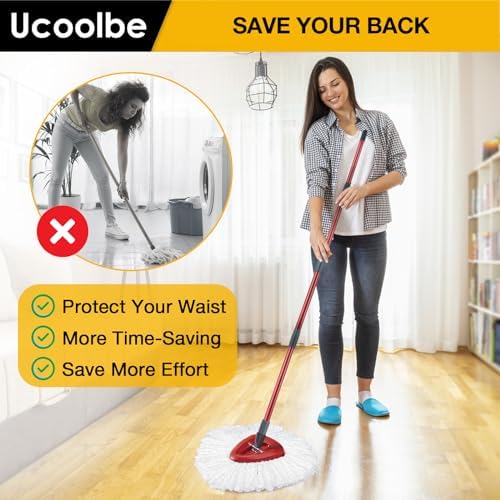 Ucoolbe Spin Mop Handle Replacement 4-Piece Adjustable 30-58