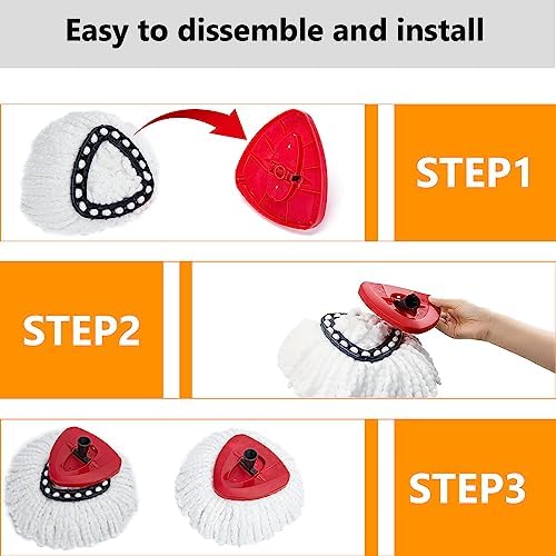 YEAZHEN 12-Pack Microfiber Spin Mop Replacement Heads