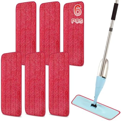 ZIYUNBIXI 165 Inch Reusable Microfiber Mop Pads 6 Pack