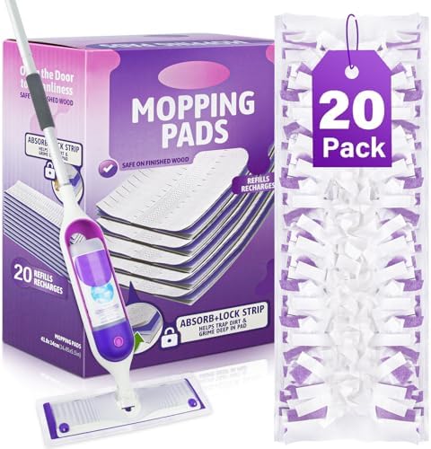 EHADOO 20 Pcs Disposable Mop Pads for Swiffer Power Mop