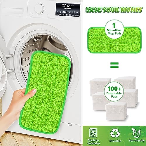 UMAYCOOL Microfiber Mop Pads 4 Pack Wet Dry Reusable