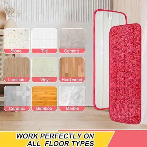 ZIYUNBIXI 165 Inch Reusable Microfiber Mop Pads 6 Pack