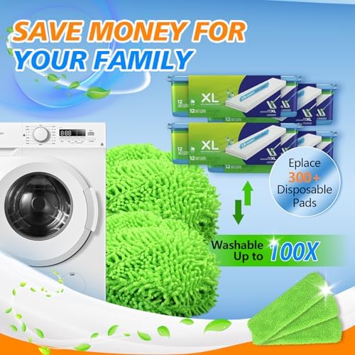 Yicotira Reusable Microfiber Mop Pads 2 Pack
