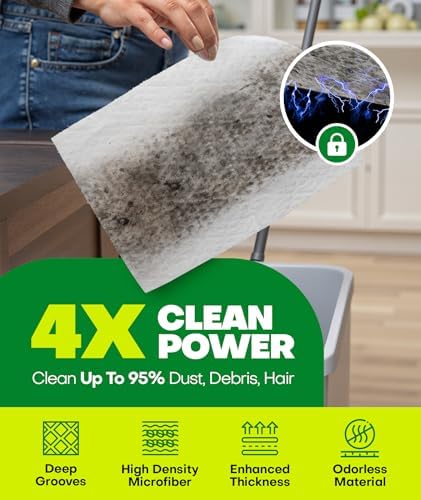 Domudy 60 Count Dry Sweeping Cloths Refills for Swiffer 1