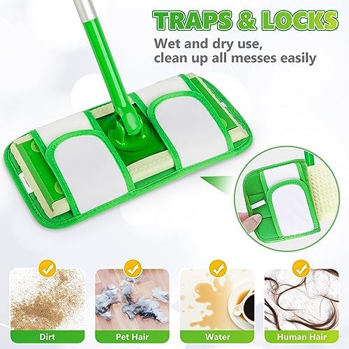UMAYCOOL Microfiber Mop Pads 4 Pack Wet Dry Reusable