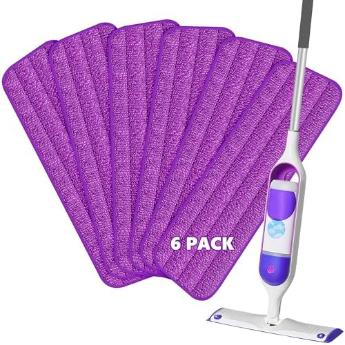 HOMTOYOU Reusable Mop Pads for Swiffer PowerMop - 6 Pack Microfiber Refills