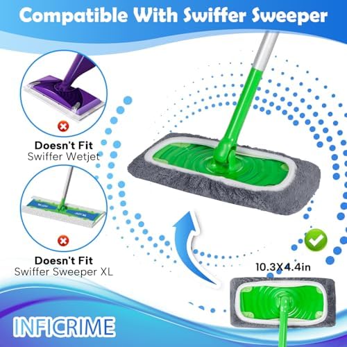 INFICRIME 6 Pack Reusable Microfiber Mop Pads
