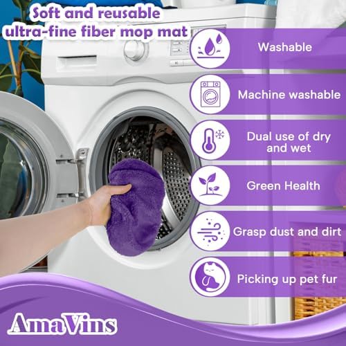 AmaVins 5 Pack Reusable Microfiber Mop Pads for Swiffer Sweeper