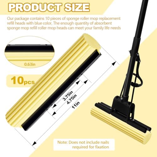 10 Pcs Yellow PVA Sponge Mop Head Refill Replacement
