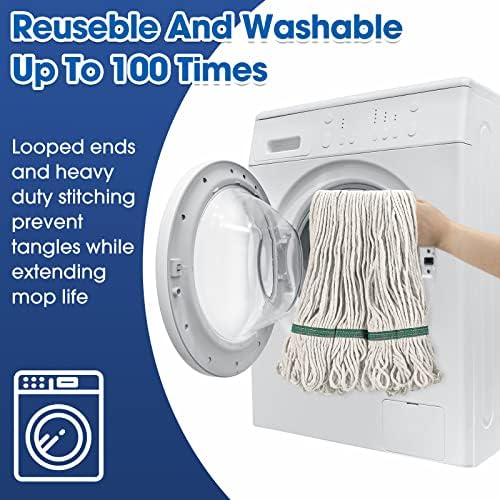 6 Pack Cotton String Mop Heads Heavy Duty Commercial Replacement