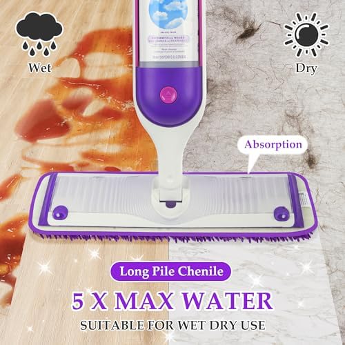 PAPCLEAN Microfiber Mop Pads Refill - 6 Pcs Reusable for Swiffer PowerMop