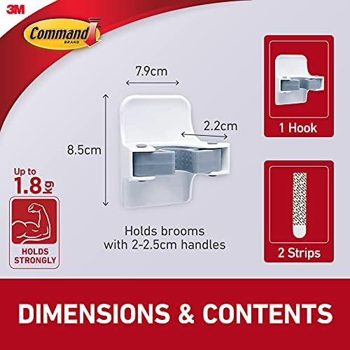 Command Broom and Mop Wall Hook No Tools Damage Free Holder