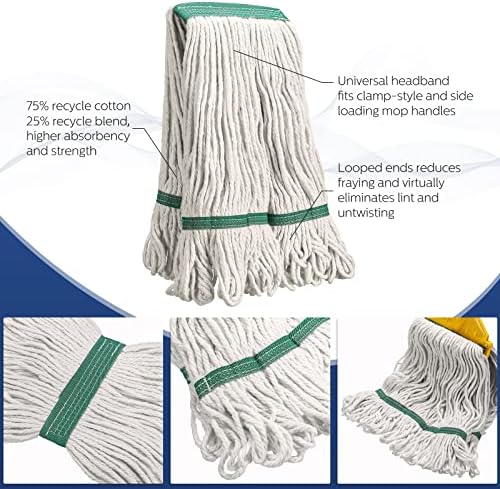 6 Pack Cotton String Mop Heads Heavy Duty Commercial Replacement