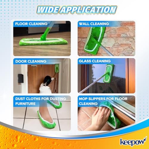 KEEPOW Reusable Microfiber Mop Pads for Swiffer 2 Pack