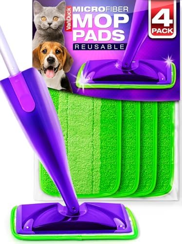 VanDuck Reusable Mop Pads 4 Pack - Microfiber WetJet Refill
