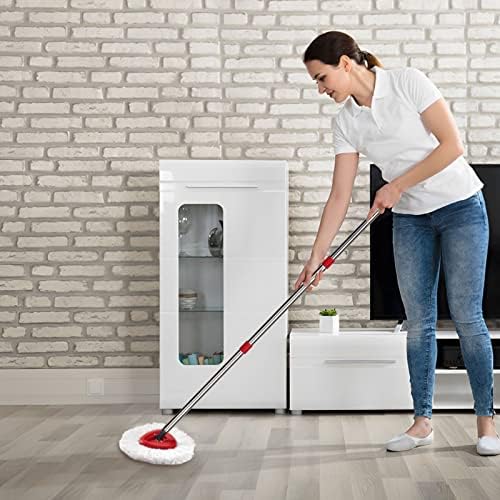 Qulable Spin Mop Handle Replacement - 4-Section Adjustable Red