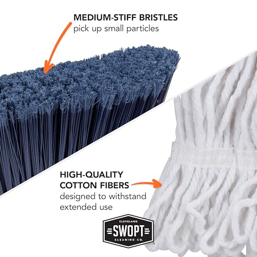 SWOPT Premium Multi-Surface Angle Broom with Cotton Mop and EVA Handles