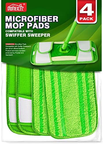 HOMEXCEL Microfiber Mop Pads - Reusable Swiffer Compatible Pack of 4