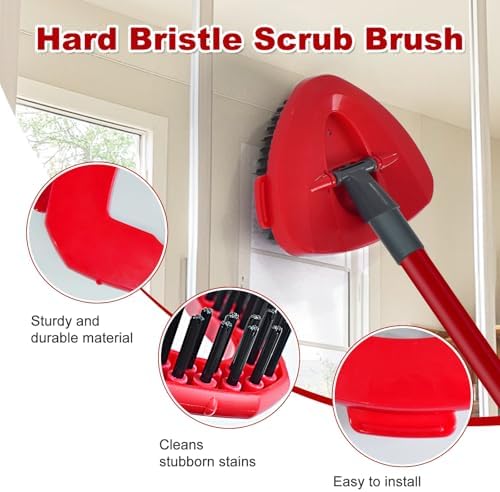 DLAIMI Mop Handle Replacement with Scrubber Brush and Base