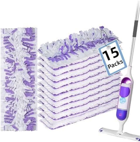 AWAYDD PowerMop Refill Pads - 15 Pack Purple Multi-Surface and Wood Mop Compatible
