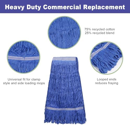 3 Pack Heavy Duty Cotton Mop Heads for Commercial Use