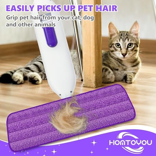 HOMTOYOU Reusable Mop Pads for Swiffer PowerMop - 6 Pack Microfiber Refills