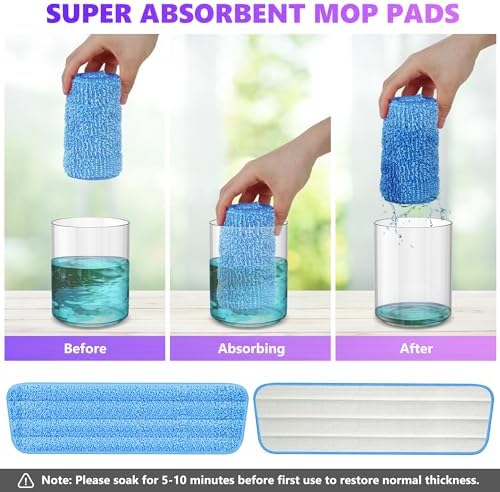 ILAVCOOL 6 Pack Reusable Mop Pads for Swiffer PowerMop
