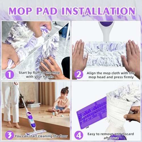 SAUAUSUN 28 Count Disposable Power Mop Pads Refills