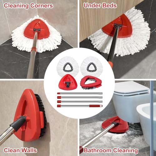 GFRED Spin Mop Replacement Set with Handle Heads Base and Brush