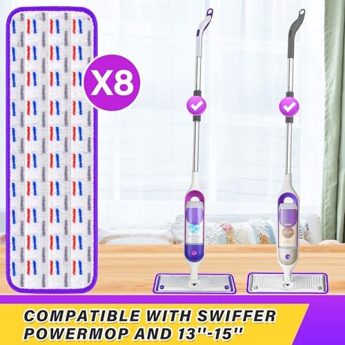 8 Pack Reusable Mop Pads for Swiffer PowerMop 1