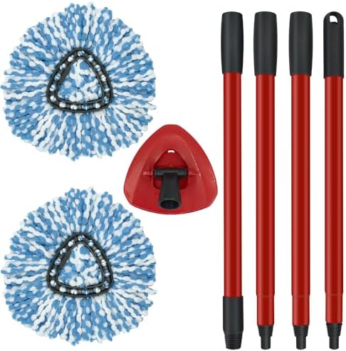 GFRED 2 Pack Spin Mop Head Set with Base and Handles