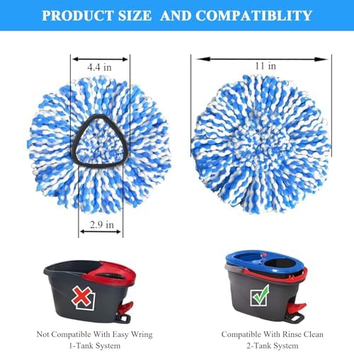 5 Pack Microfiber Mop Head Replacements for RinseClea Spin Mop