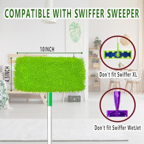 Febsow Reusable Microfiber Mop Pads 4PCS Replacement for Swiffer Sweeper