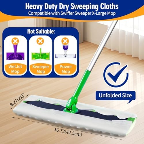 FURCIELOS 40 Count XL Dry Cleaning Cloths for Swiffer Sweeper XL Mop