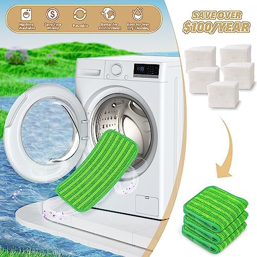 PAPCLEAN Reusable Mop Pads for Swiffer - 3 Pack Green