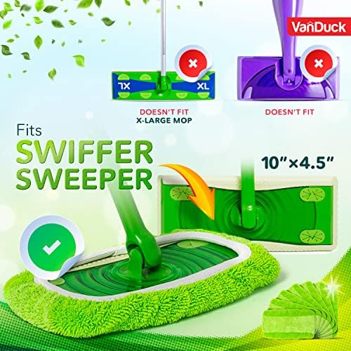 VanDuck Reusable Mop Pads for Swiffer Sweeper 2-Pack - Washable Microfiber