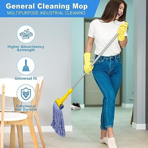 Pack of 6 Heavy Duty Blue String Mop Refill Heads