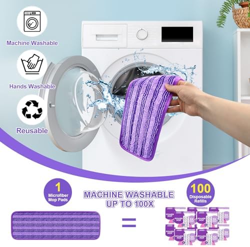 4 Pack Reusable Swiffer PowerMop Pads with Cationic Material 1