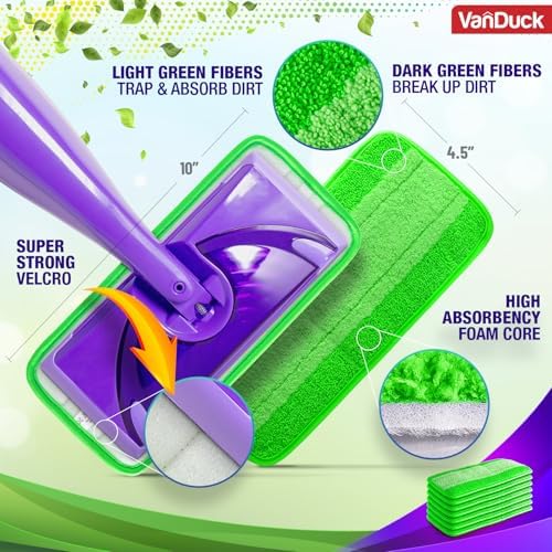 VanDuck Reusable Mop Pads 4 Pack - Microfiber WetJet Refill