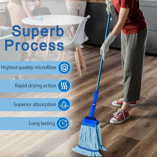 4 Pack Heavy Duty Microfiber Mop Refill - Extra Absorbent Durable
