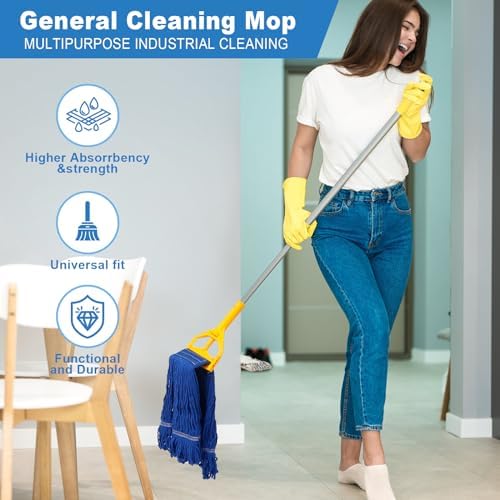 3 Pack Reusable Heavy Duty Mop Heads for Commercial Use