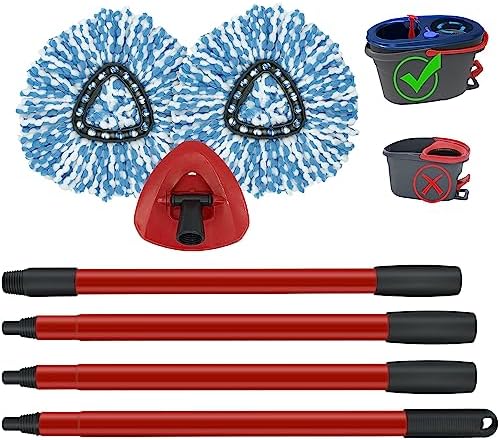 GFRED 2 Pack Spin Mop Head Set with Base and Handles