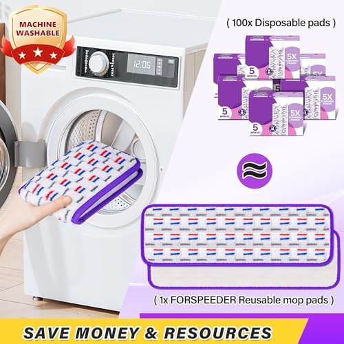 8 Pack Reusable Mop Pads for Swiffer PowerMop 1