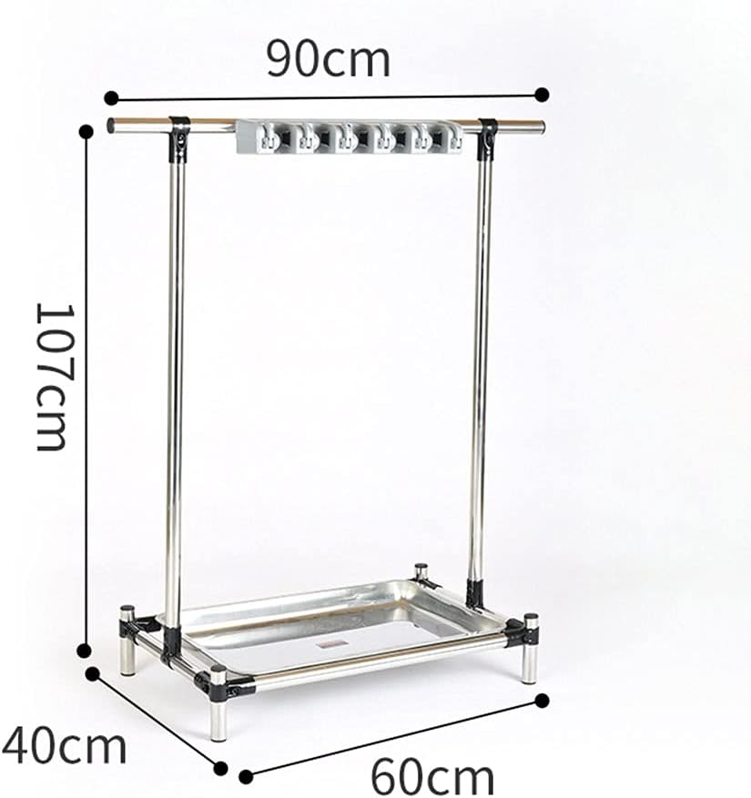 SHIJINHAO Broom Mop Holder with 6 Hooks and Sliding Design